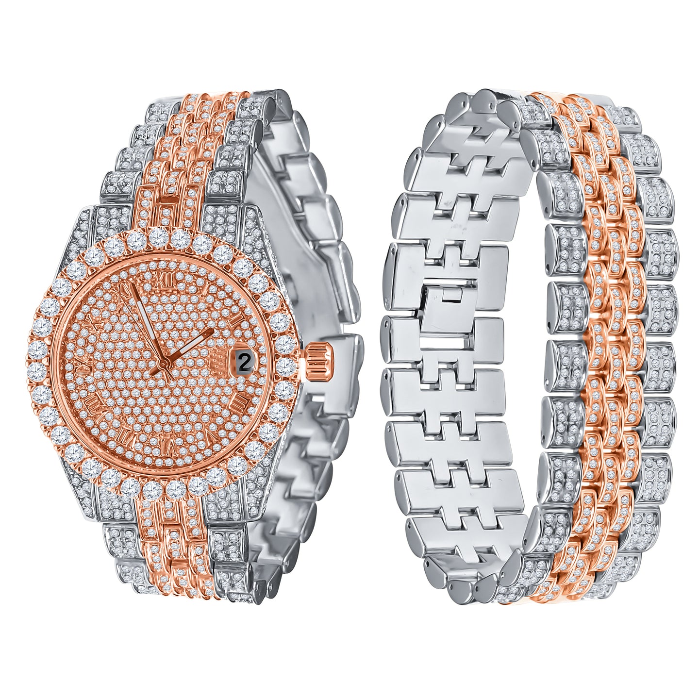 PURPUREUS 5-LINK ICED OUT WATCH & BRACELET SETI 5307018