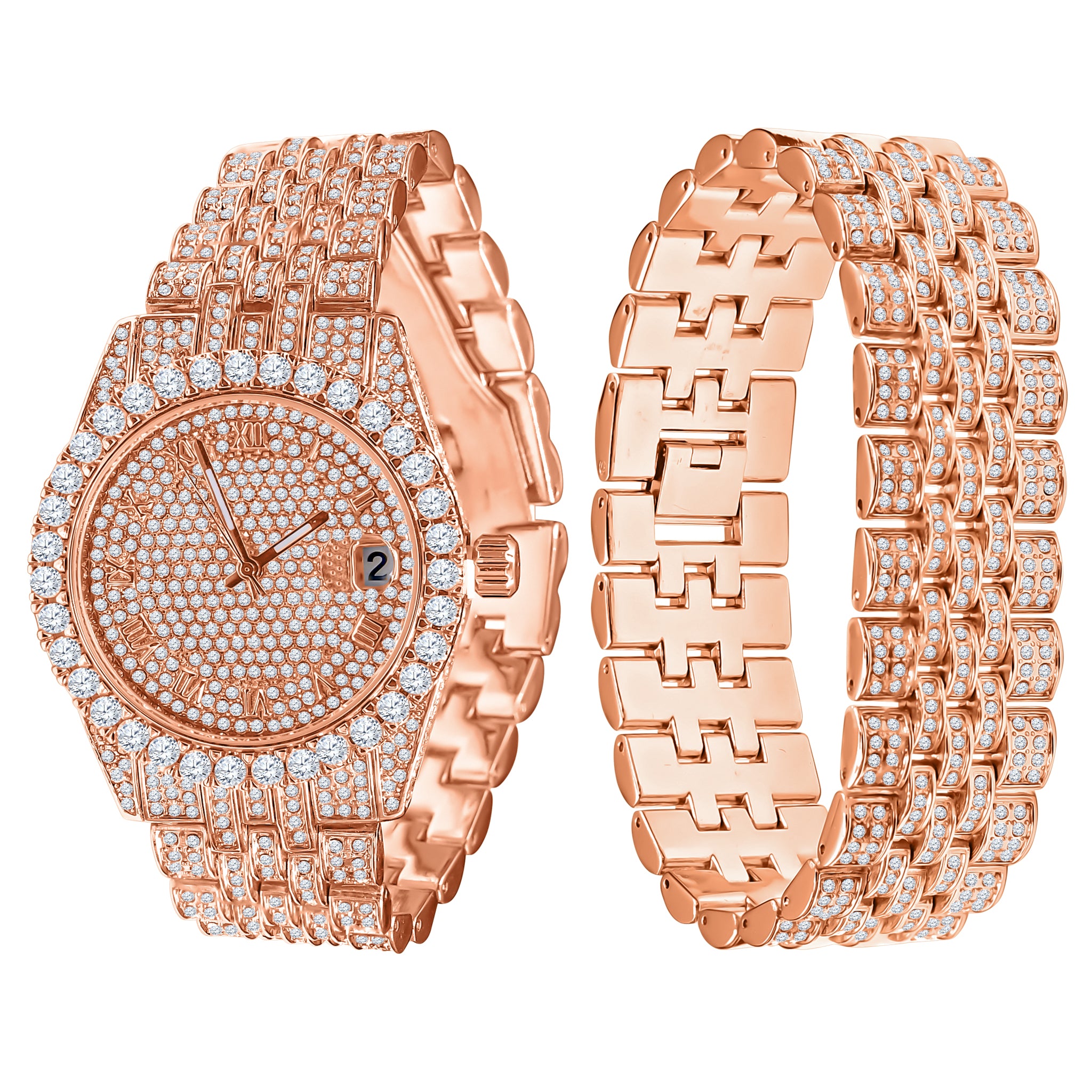 PURPUREUS 5-LINK ICED OUT WATCH & BRACELET SET I 530705