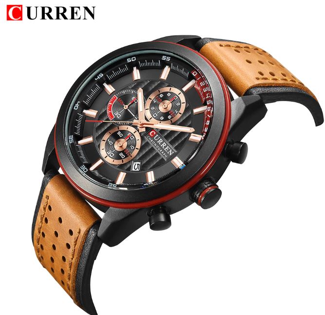 Curren LUNAR Mens Classic Fashion Leather Strap Watch  | 5410053