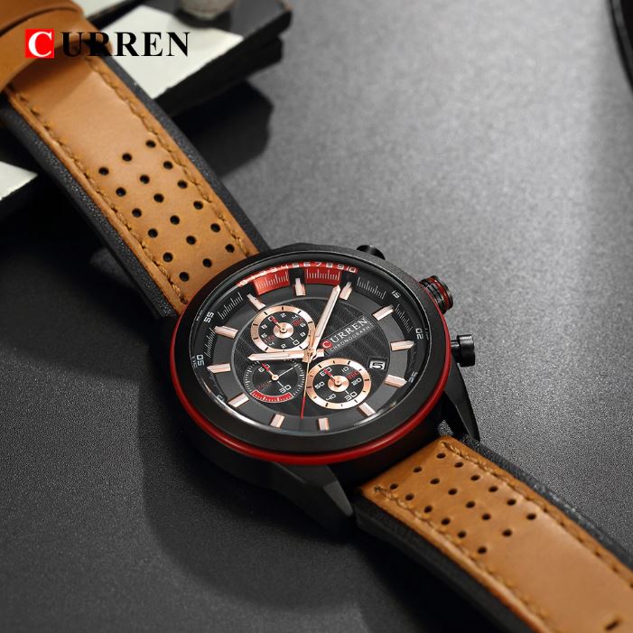 Curren LUNAR Mens Classic Fashion Leather Strap Watch  | 5410053