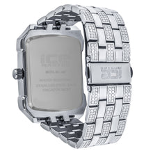 Icemaster Mens Silver on Silver Dial Crystal 2Row Bezel Rectangle faced watch
