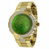 Yellow 2 Row Green Dial Iced out Bling Metal