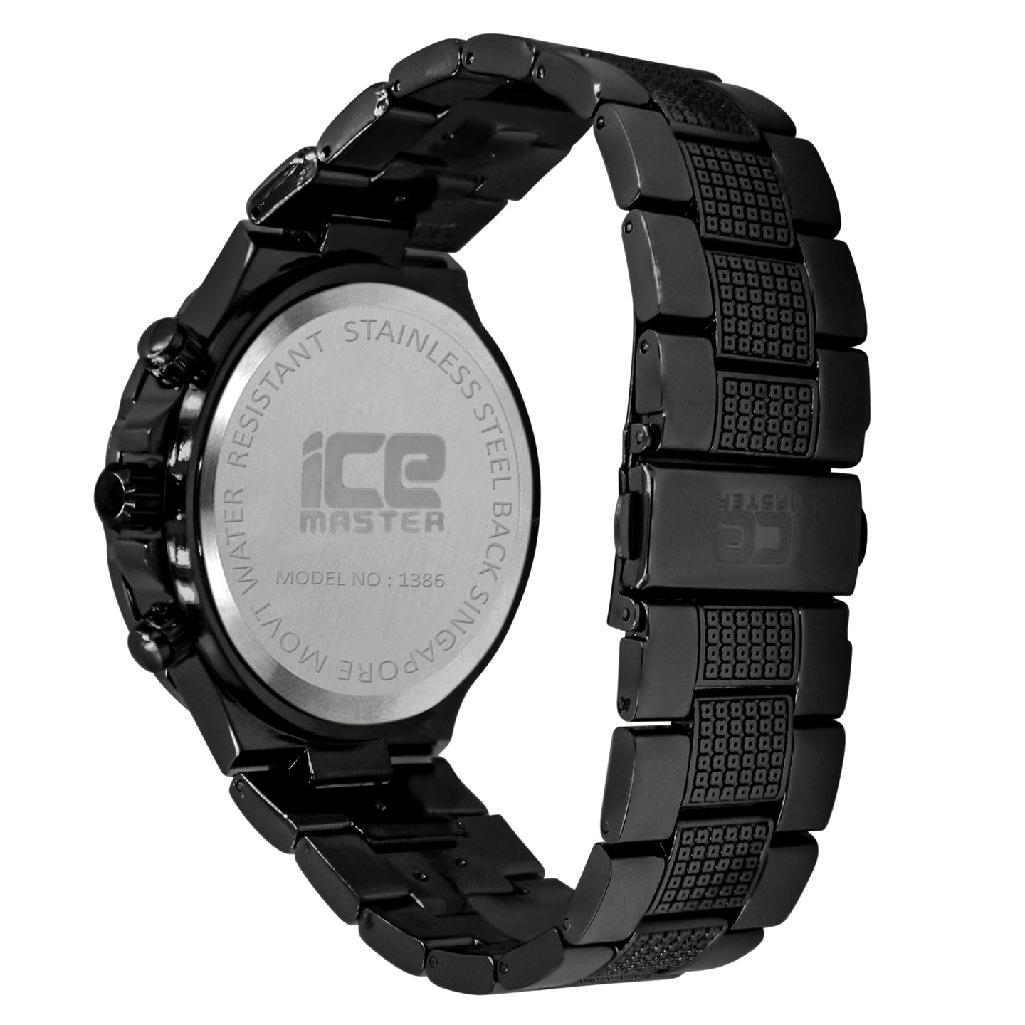 Black  2 Row Black Dial Iced out Bling Metal