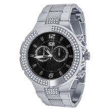 Silver 2 Row Black Dial Iced out Bling Metal