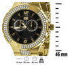 Yellow Gold 2 Row Black Dial Iced out Bling Metal