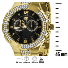 Yellow Gold 2 Row Black Dial Iced out Bling Metal