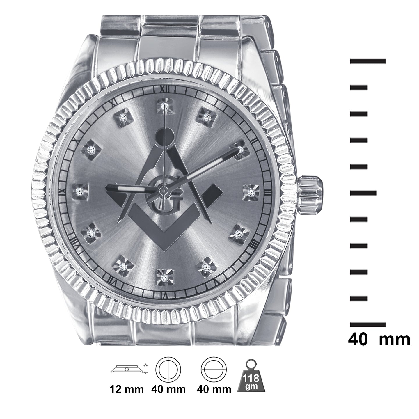 COLOSSAL MASONIC ICED METAL WATCH I 562451