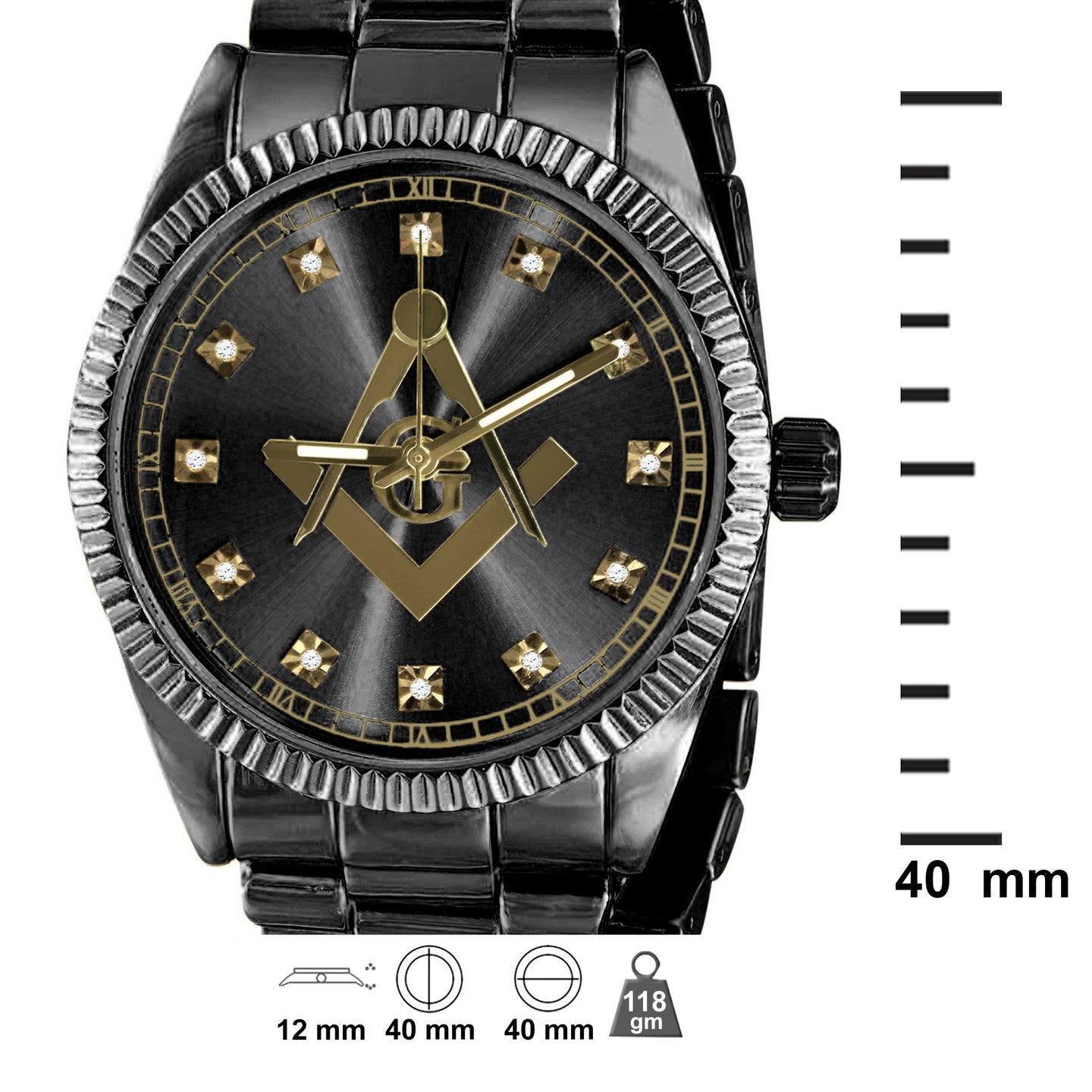 COLOSSAL MASONIC ICED METAL WATCH I 562453
