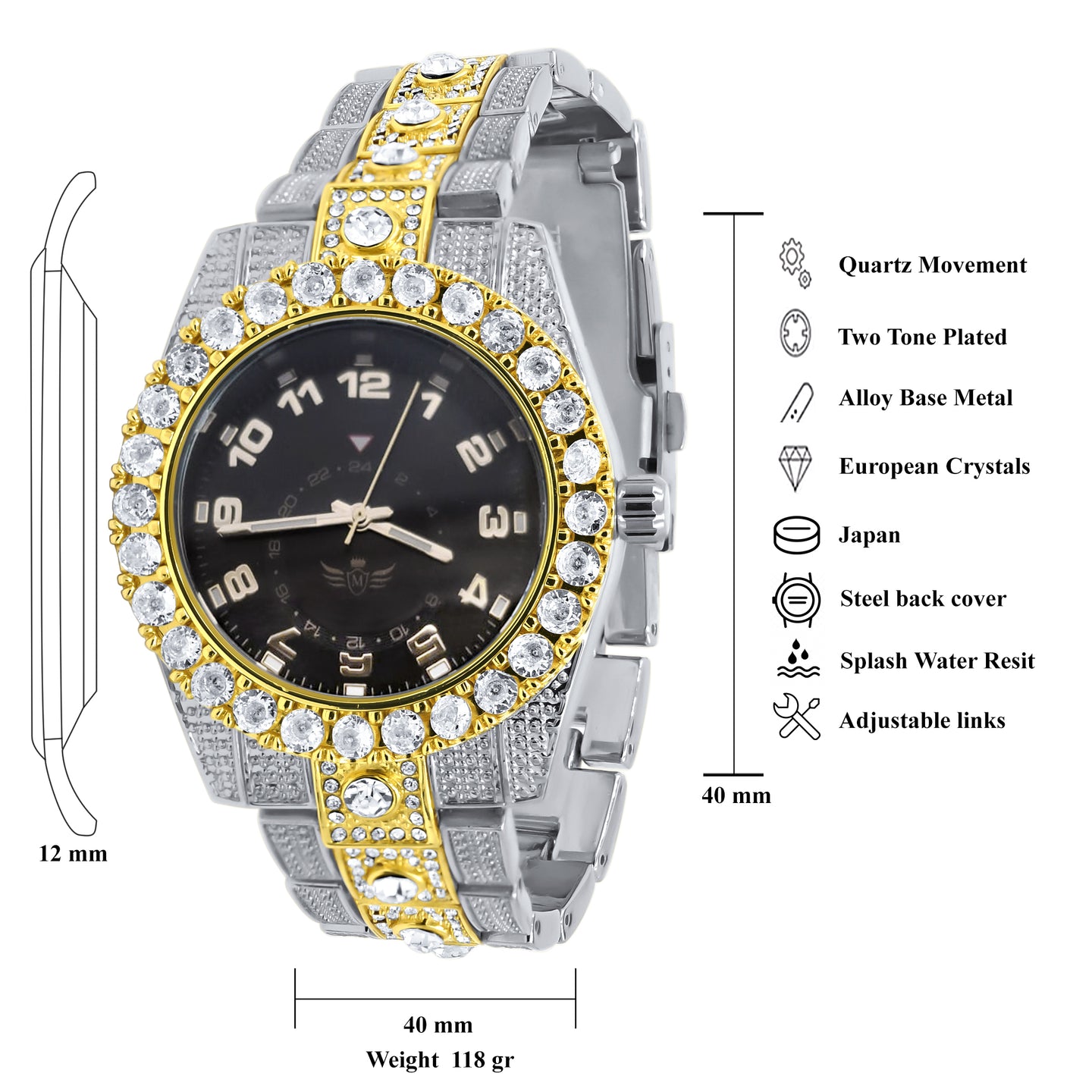 NIGHT SPARKLER HIP HOP METAL WATCH I 5630179