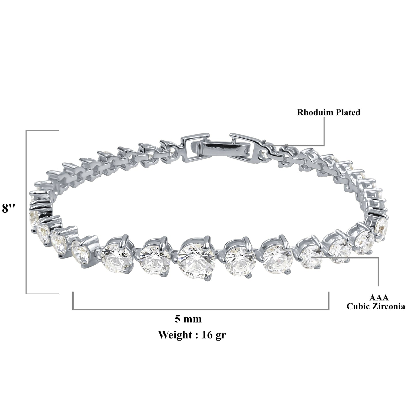 SERAC BRASS ICED OUT 8"  BRACELET CZ I 963001