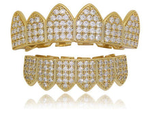 925 STERLING SILVER TOP AND BOTTOM CZ GRILLZ IN GOLD COLOR- 929882