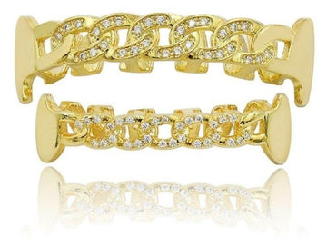 Hip Hop Miami Cuban Gold Iced Out Grillz