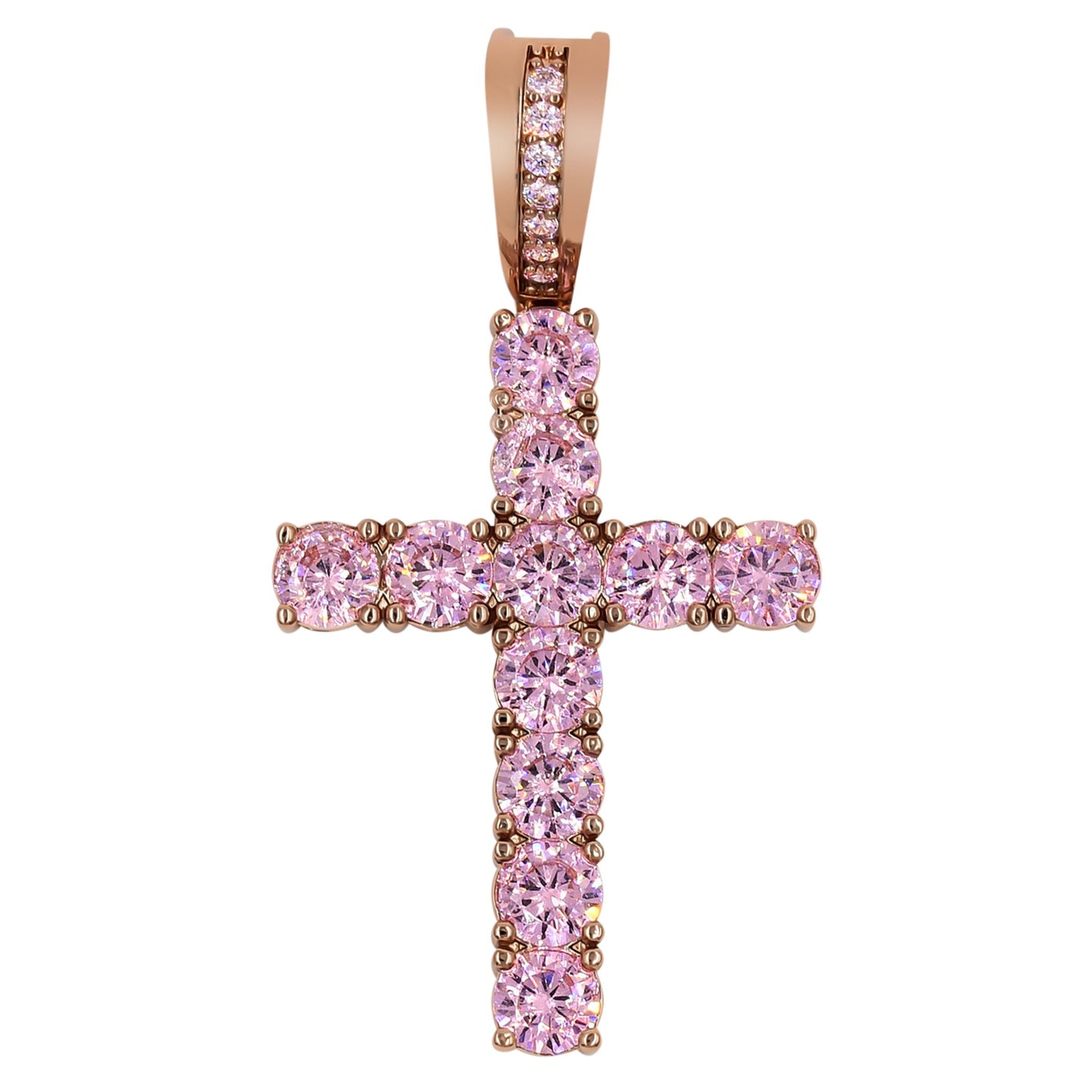 Rose Gold with Pink Stone Cross