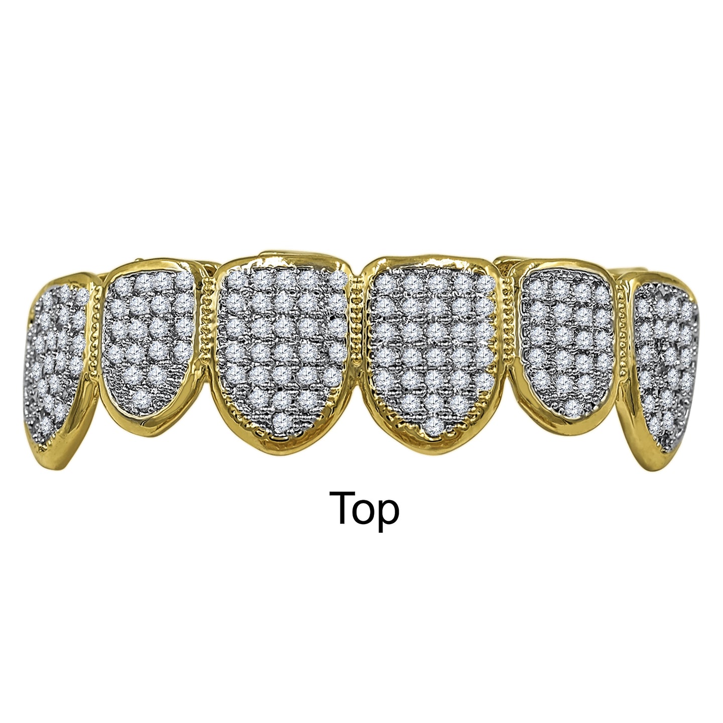 925 Sterling Silver Top and Bottom CZ  Grillz in Gold Color- 9298642