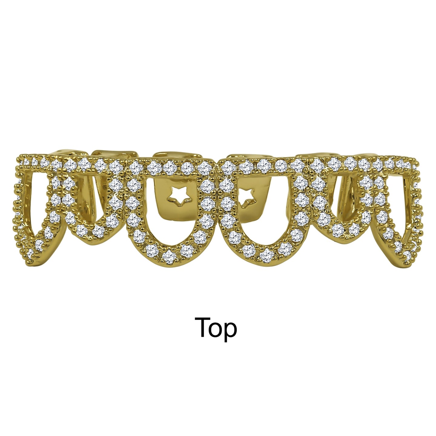 925 STERLING SILVER TOP AND BOTTOM CZ GRILLZ IN GOLD COLOR-  929902