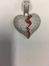 Broken Heart Iced out Pendant in .925 Sterling Silver 9210021