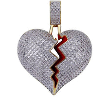 Broken Heart Iced out Pendant in .925 Sterling Silver 9210028