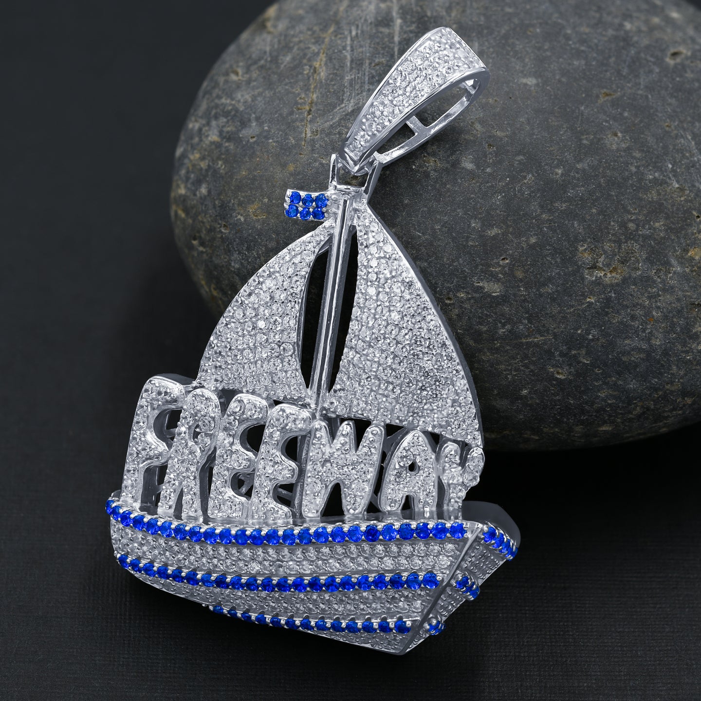 Pirate Ship 925 Pendant with CZ Stone  | 9210191