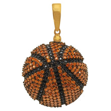 Orange and Black CZ Basketball in 925 Silver