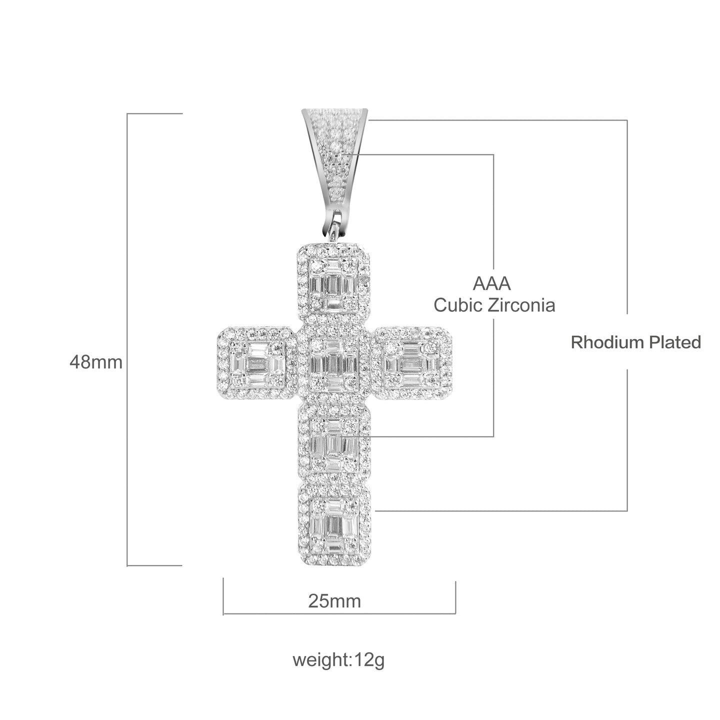 Cross Silver Pendant with CZ Stone-929981