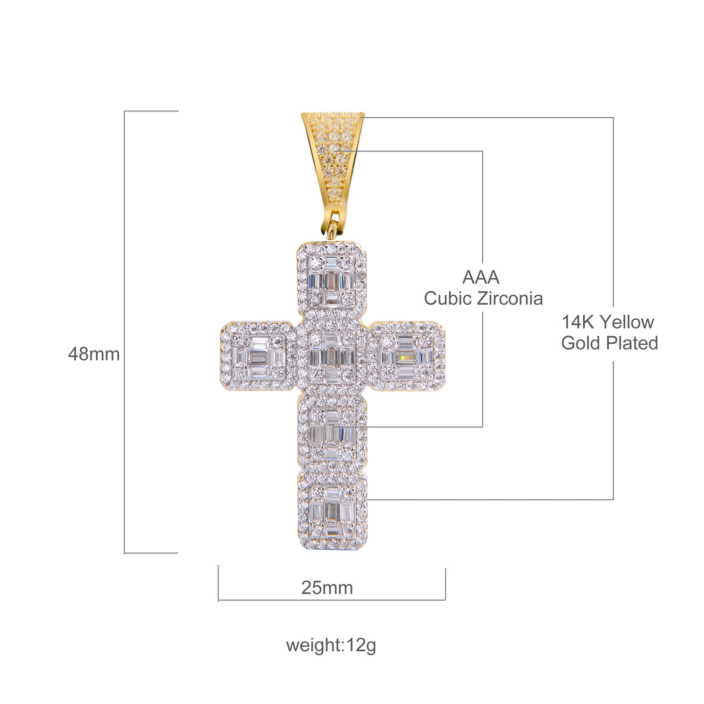 Cross Silver Pendant with CZ Stone-929982