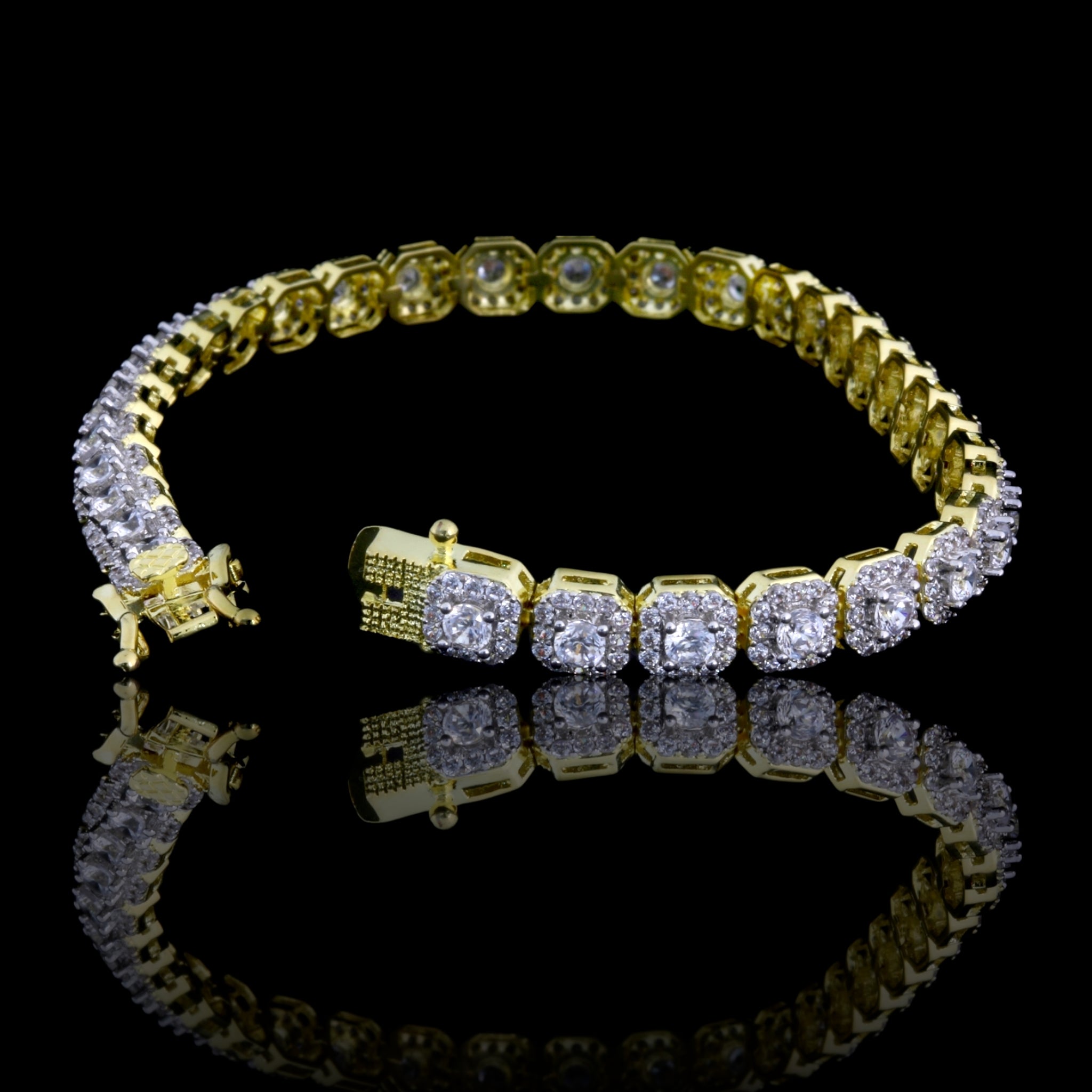 Silver color Rhodium Plated Brass Clear CZ Tennis Bracelet SBBB00006