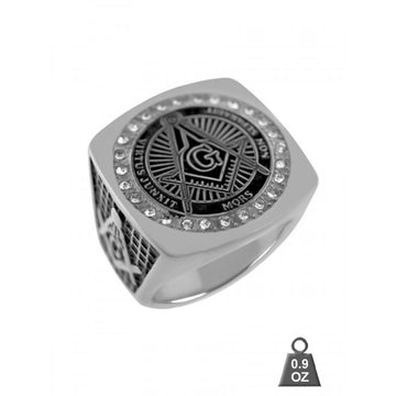 High Quality Steel Masonic Ring with CZ