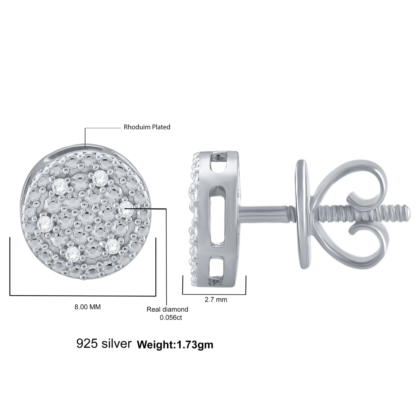 ATRACTIVA 925 REAL DIAMOND EARRINGS I 990691