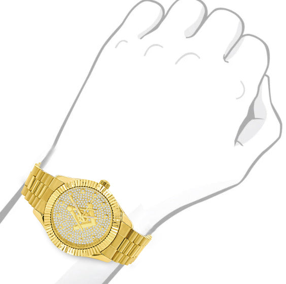 ARIES MASONIC ICED OUT HIP HOP METAL WATCH | 562992
