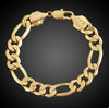 14K Yellow Gold Plated Solid Figaro Brass Classic Bracelet