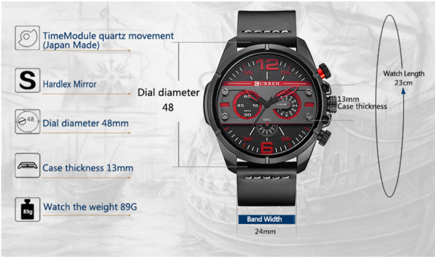 Valorous Curren Leather Watch | 540523